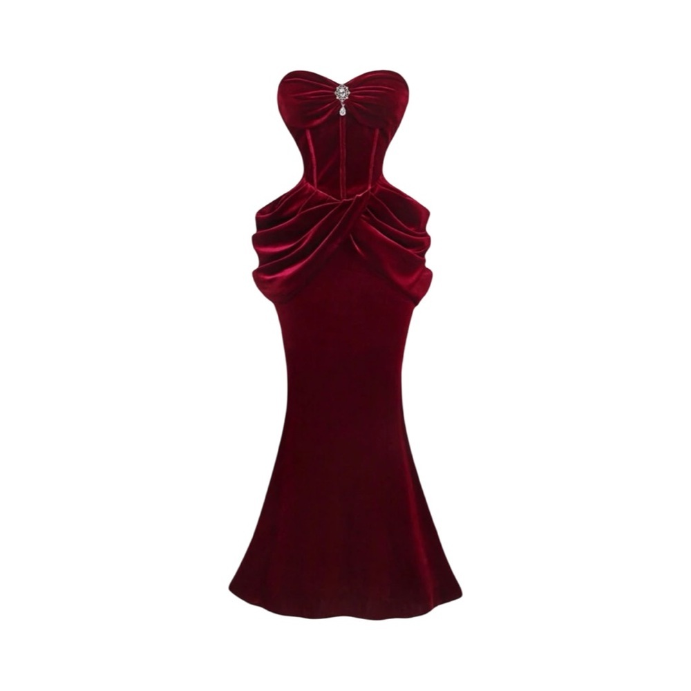 Burgundy Velvet Sweetheart Gown